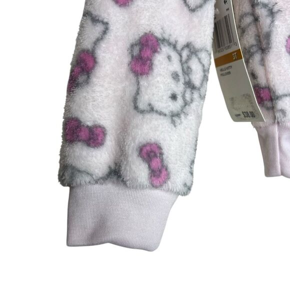 NEW Hello Kitty by Sanrio Fuzzy Pullover Sweater Toddler Girls 3T Pink & White - Picture 7 of 7